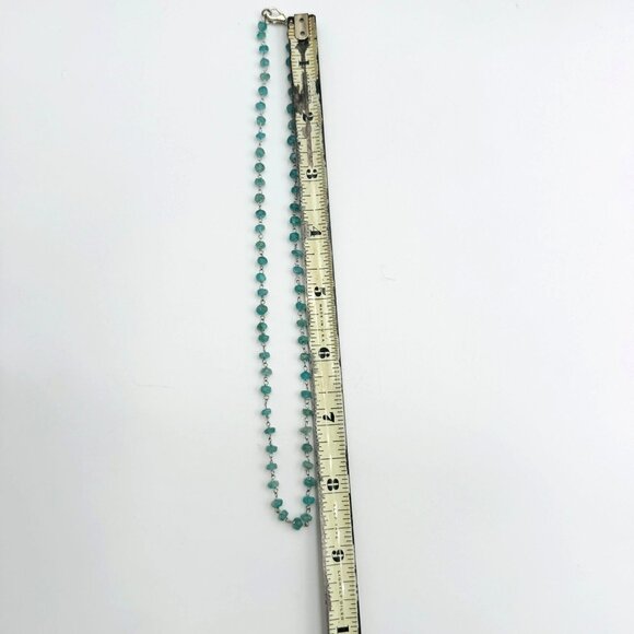 Vtg Aquamarine Gemstone Necklace Sterling Silver Chain & Lobster Clasp Boho - Picture 5 of 14